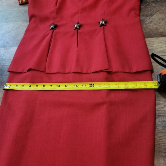 Mrs.Dorby Women's Vintage 80s Gold and Red Star Embellished Zip-Up Dress 12 - Picture 8 of 11